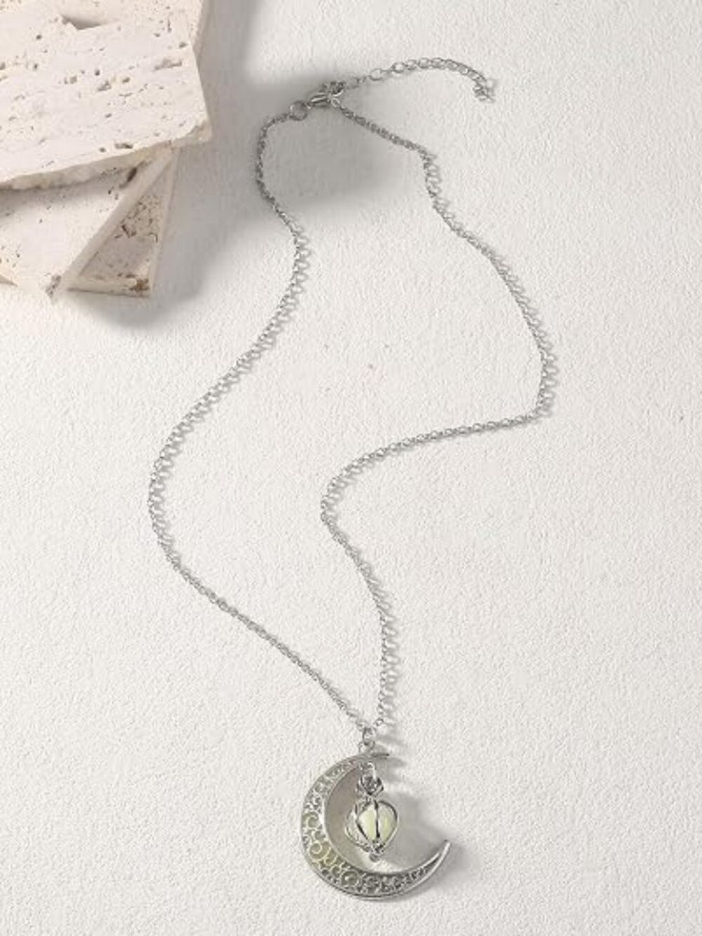 Glow In Dark Crescent Moon Dangle necklaces
